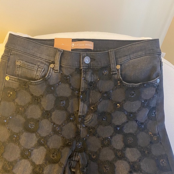 LUXE VINTAGE HIGH WAIST SLIM KICK JEANS sequins - Picture 11 of 13